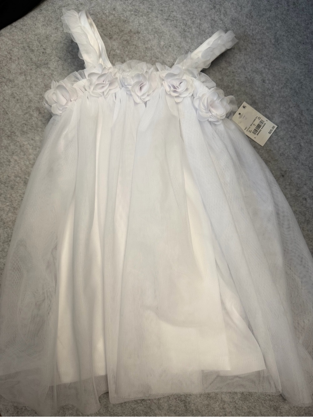 Girls White Floral Tulle Dress 2T